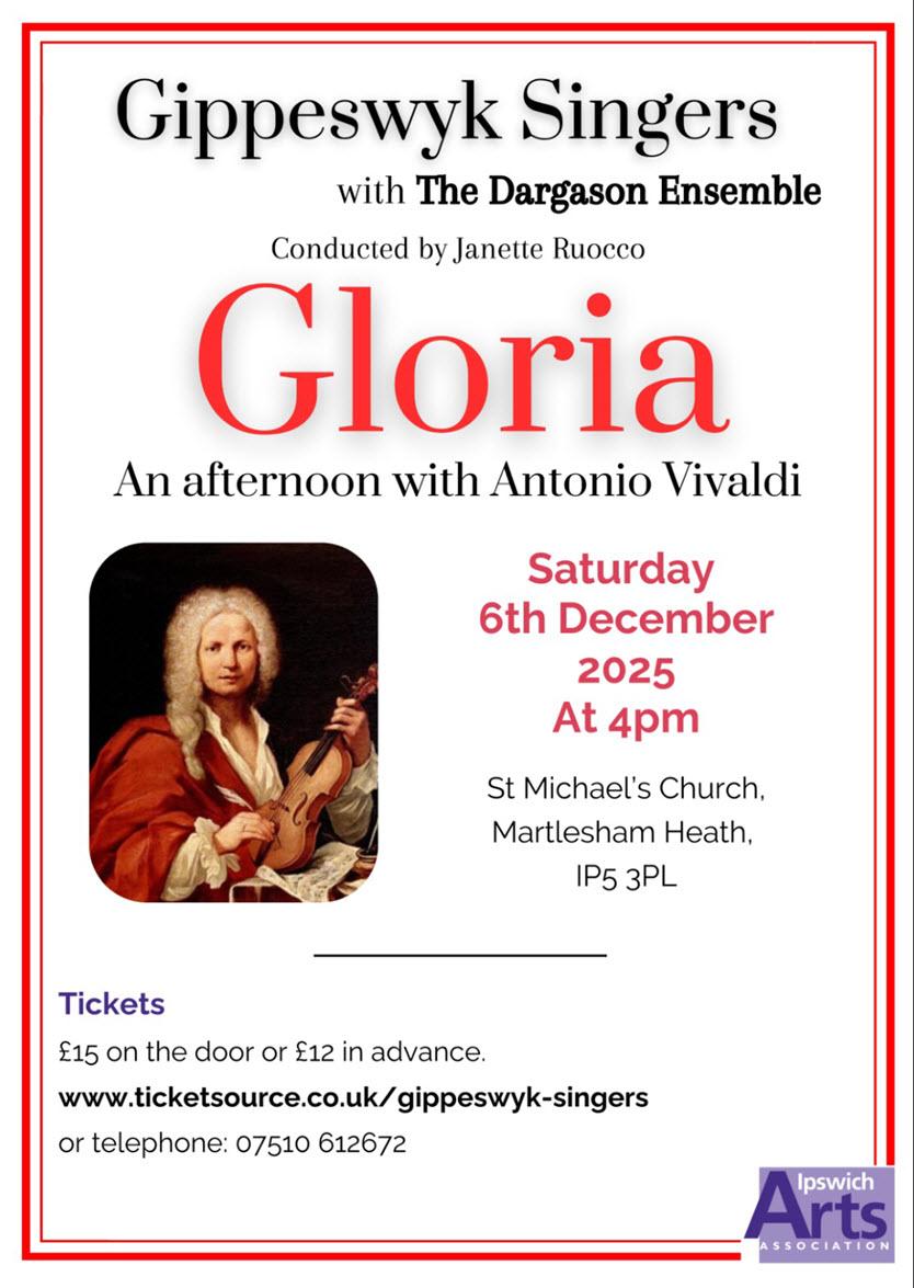Poster for Concert Gloria: An afternoon with Vivaldi, Saturday 6th December 4pm